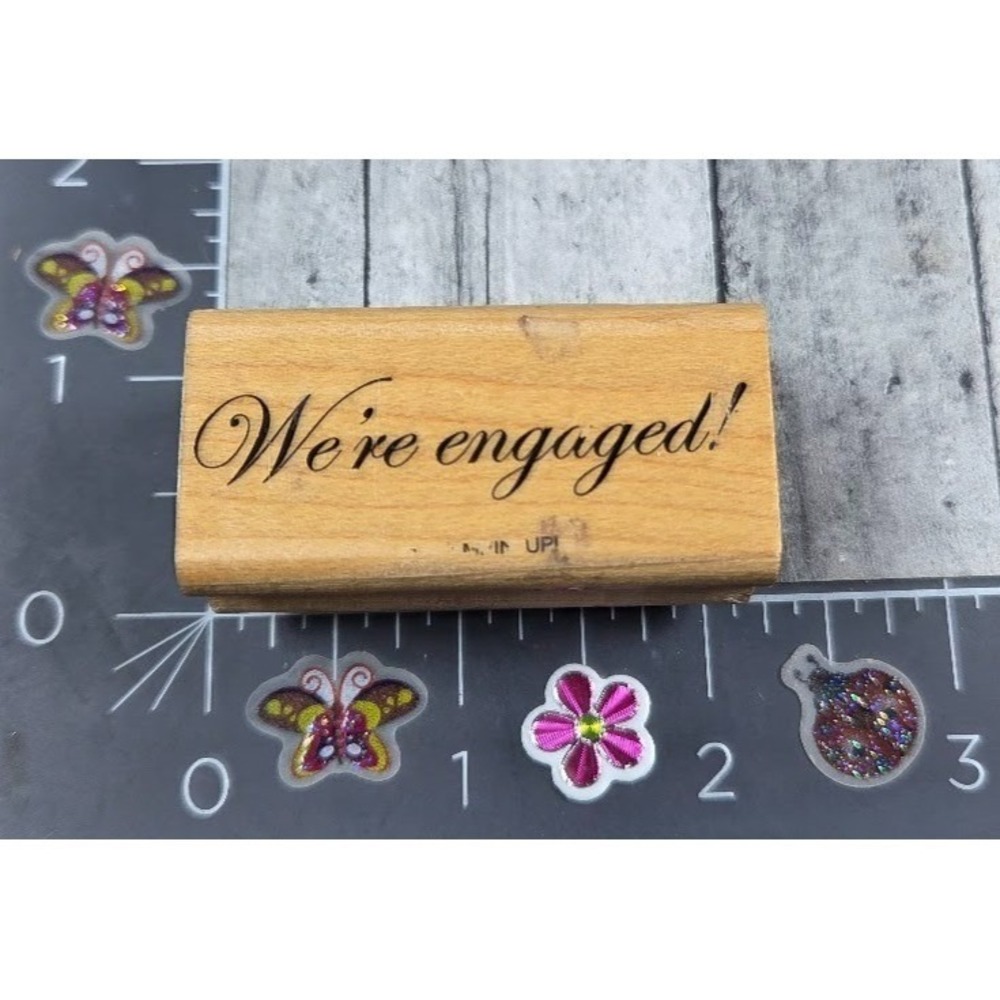 Stampin' Up! We're Engaged! Wedding Announcement Rubber Stamp Wood #S33